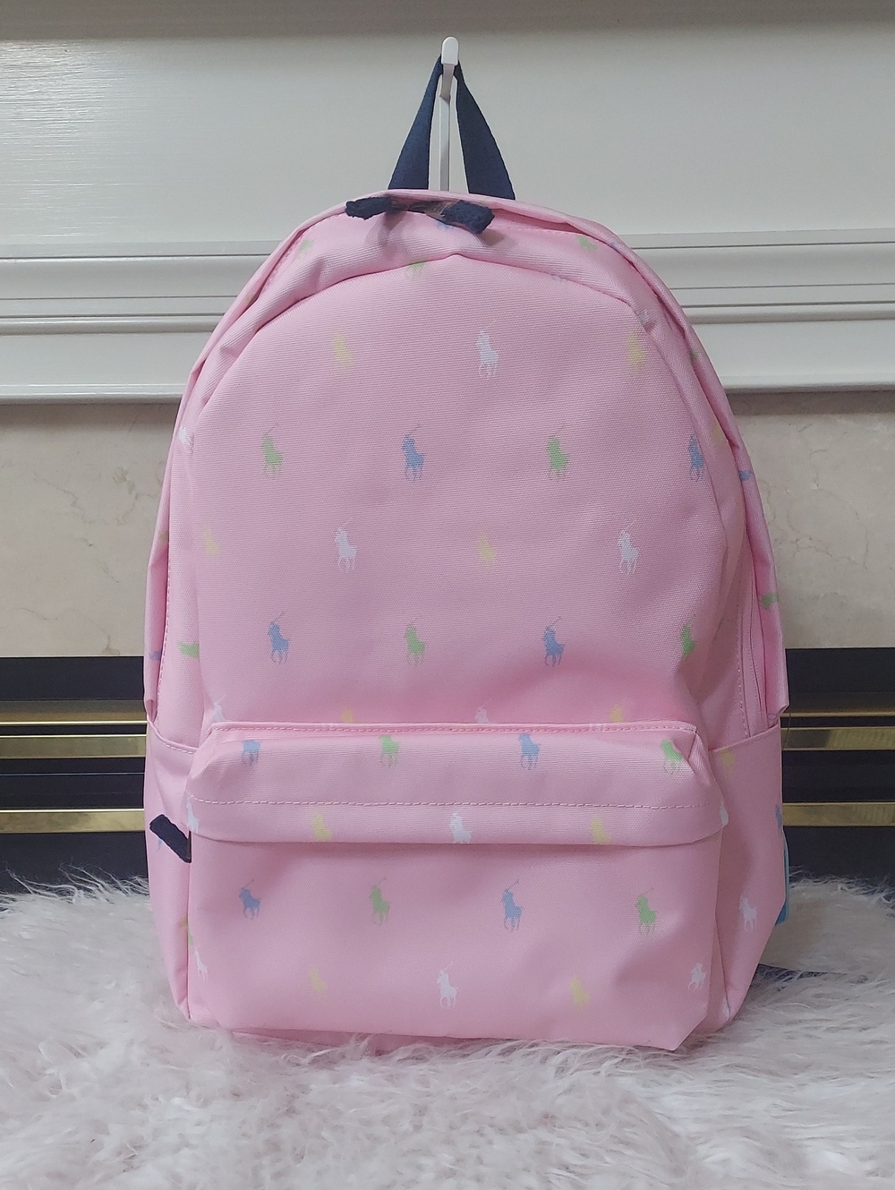 Ralph Lauren Pink Backpack with Multi-Color Pony Motif